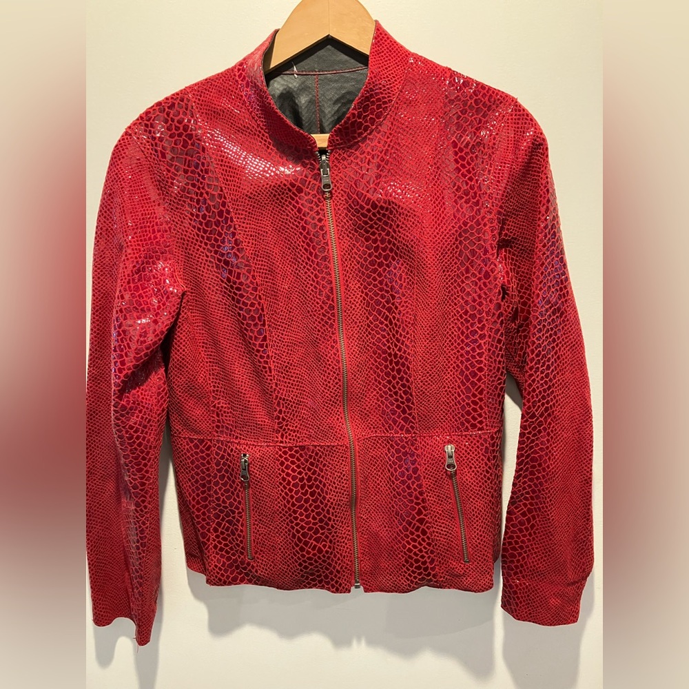 Red/Black Reversible Snakeskin Jacket